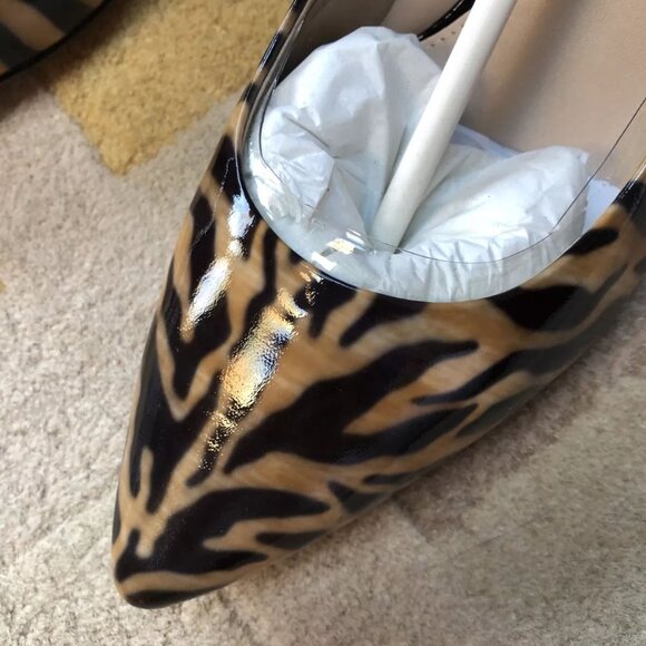 Via Spiga Missy zebra Print Patent Leather Wedge Pump Nib 8 - Picture 4 of 7